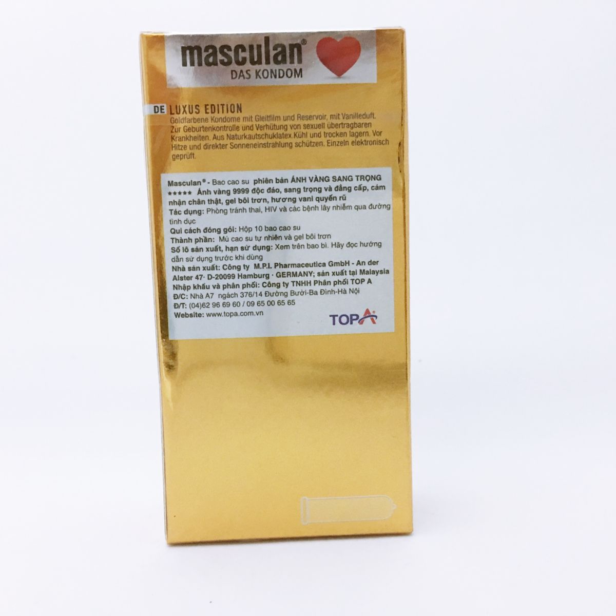 Bao cao su Masculan Gold của Đức có hương thơm vani