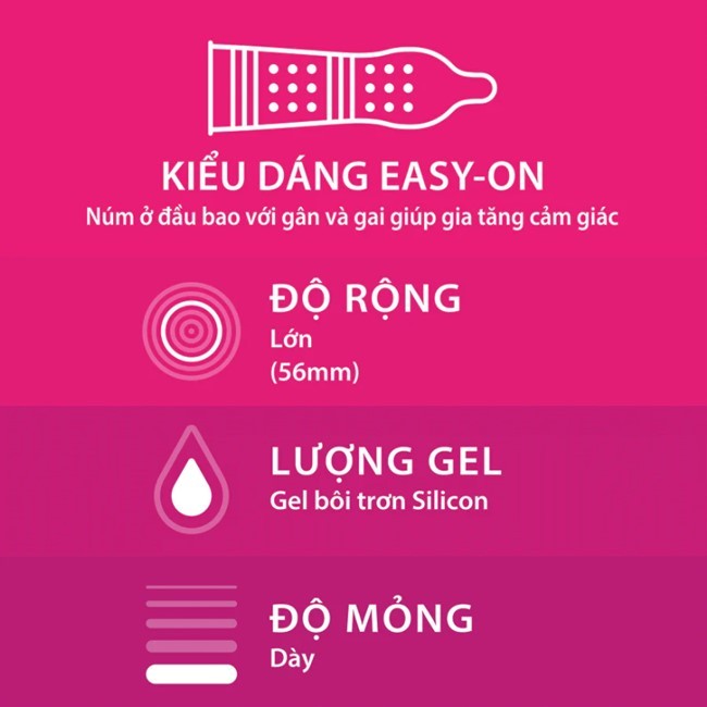 BCS gai size lớn Durex Pleasuremax