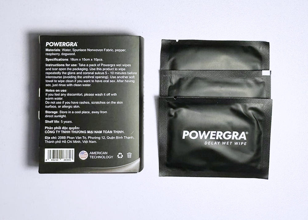 Khăn lau kéo dài thời gian quan hệ Powergra Delay Wet Wipes -10c