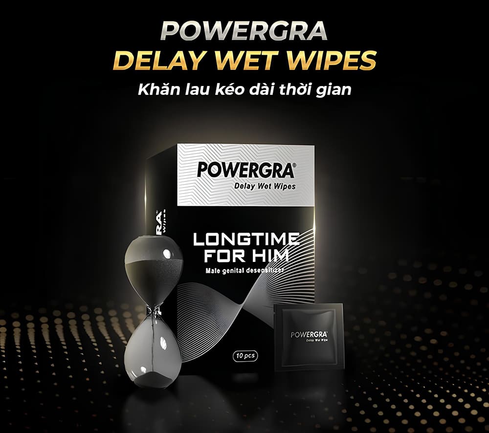 Khăn lau kéo dài thời gian quan hệ Powergra Delay Wet Wipes -10c