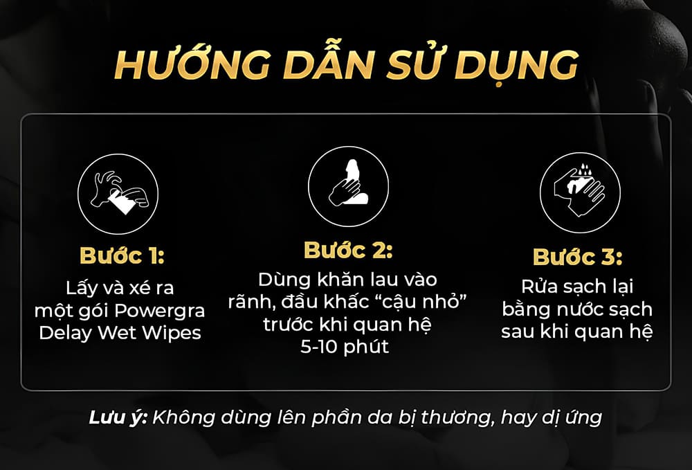 Khăn lau kéo dài thời gian quan hệ Powergra Delay Wet Wipes -10c