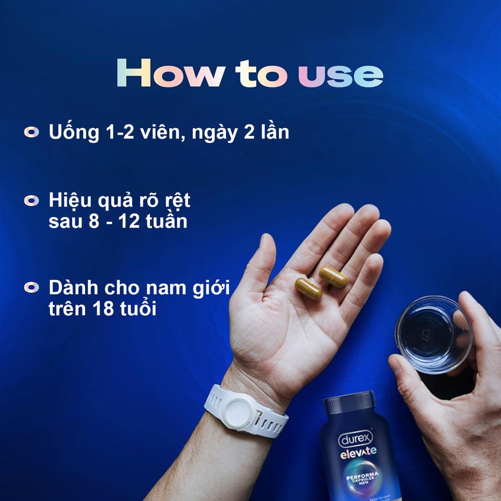 Viên uống cường dương Durex Elevate 30v